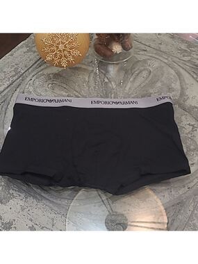 EMPORIO ARMANI MEN'S LOGO BRIEFS BLACK LARGE NEW